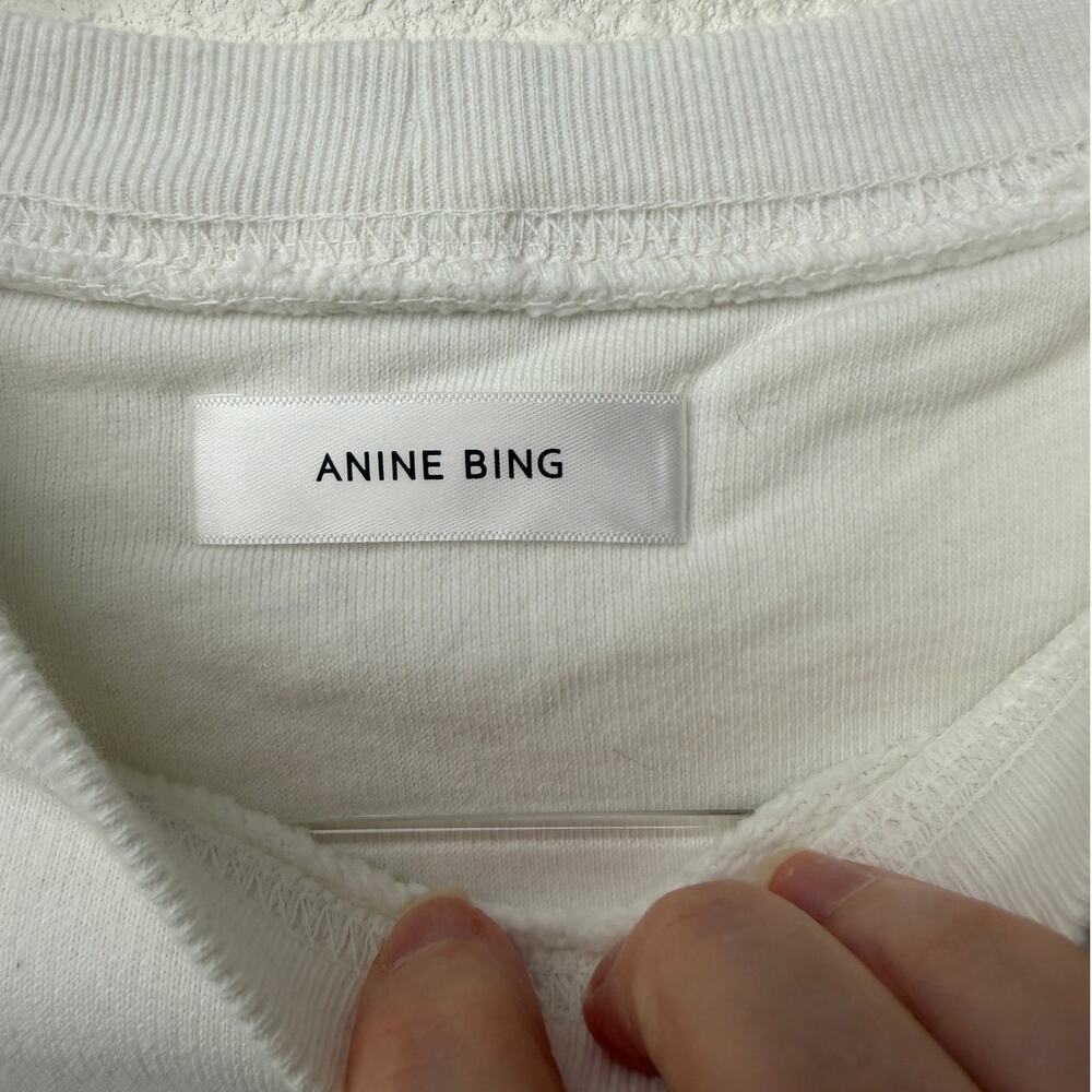Anine Bing White Graphic Sweatshirt I Am Powerful Quote Crewneck Pullover XS - Picture 9 of 13